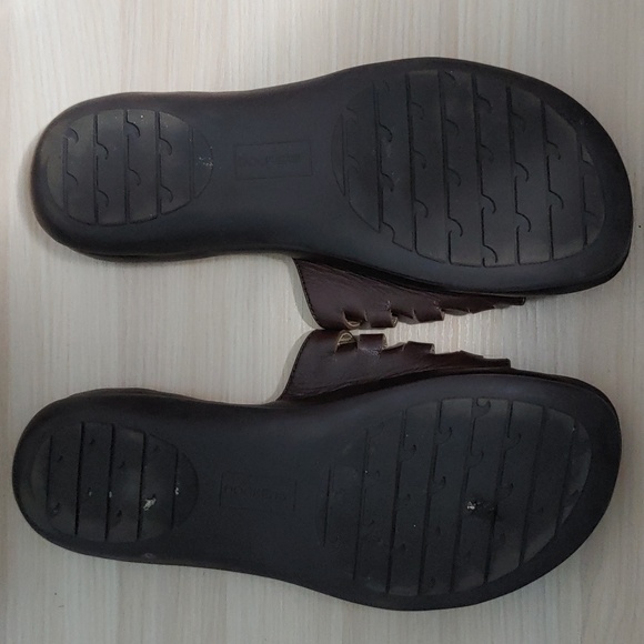 DOCKERS Brown Leather Slip On Sandals Flats Slides Women's - Picture 4 of 6